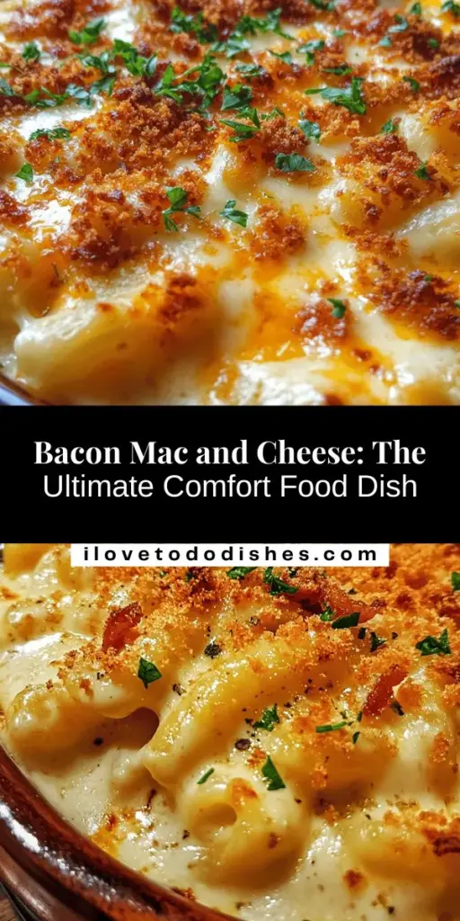 Indulge in the ultimate comfort food with this Bacon Mac and Cheese Extravaganza! This creamy dish combines rich cheeses and crispy bacon for a flavor experience that elevates any meal. Perfect for gatherings or cozy nights in, it’s easy to make and utterly irresistible. Get ready to impress your family and friends with every cheesy, smokey bite! #BaconMacAndCheese #ComfortFood #CheesyGoodness #FoodieDelight #CookingAtHome #PastaLove