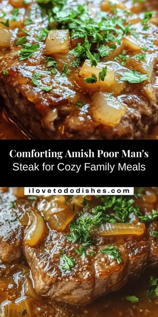 Discover the warmth of Amish Poor Man's Steak, a comforting dish that showcases the simplicity and resourcefulness of Amish cooking. This hearty meal transforms budget-friendly cuts of steak into a flavorful feast that's perfect for family gatherings. With its tender meat, crispy coating, and savory gravy, it evokes nostalgia and togetherness. Try this easy recipe tonight for a delicious dinner the whole family will love! #ComfortFood #AmishCooking #FamilyDinner #PoorMansSteak #HeartyMeals #HomeCooking