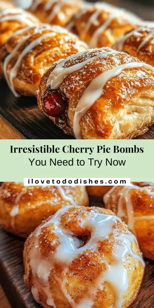 Get ready to impress your guests with Cherry Pie Bombs, a delicious and portable twist on the classic dessert. These bite-sized treats feature rich cherry filling encased in flaky crescent roll dough, creating a delightful combination of flavors. Easy to prepare, they can be whipped up for any occasion! Follow our simple recipe for the perfect warm treat that everyone will love. Enjoy them with a glaze for extra sweetness! #Desserts #CherryPieBombs #SweetTreats #Baking #Foodie #RecipeIdeas