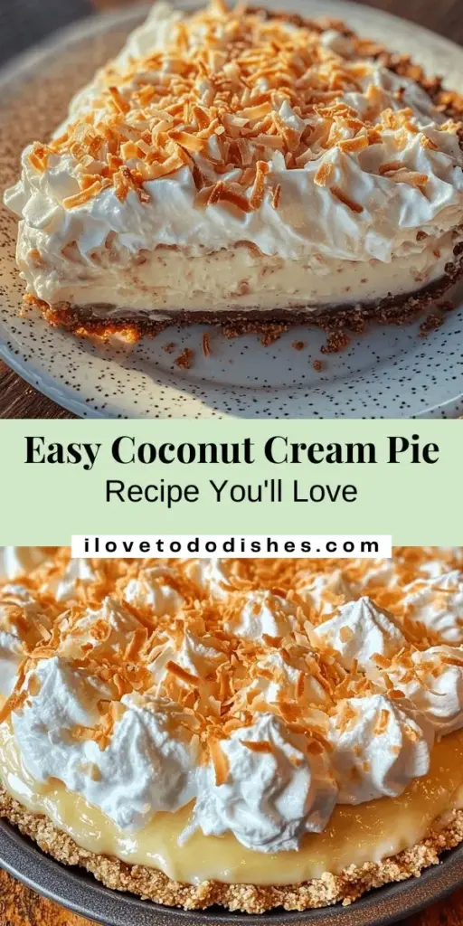 Discover the joy of baking with our Irresistible Easy Coconut Cream Pie recipe! This delightful dessert features a creamy coconut filling, buttery crust, and fluffy whipped cream topping that's perfect for any occasion. Whether it’s a summer barbecue or a cozy night in, this pie will surely impress. Follow our step-by-step guide and create a nostalgic treat that brings family together. #CoconutCreamPie #DessertRecipes #BakingTips #SweetTreats #HomemadeDessert #PieLovers