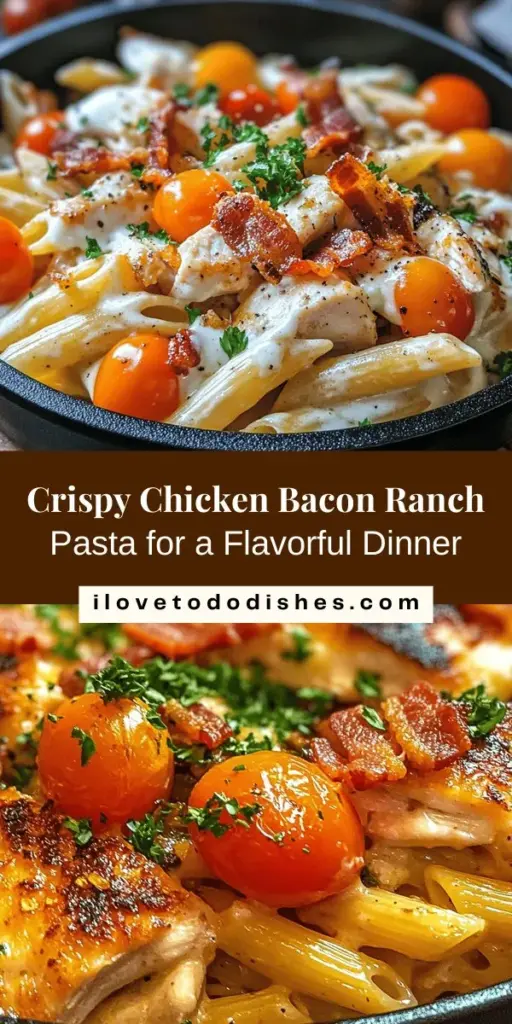 Experience the ultimate comfort meal with this Crispy Chicken Bacon Ranch Pasta! This delicious dish features tender chicken, crispy bacon, and a creamy ranch sauce enveloping penne pasta. Perfect for busy weeknights and sure to impress family and guests alike, this recipe is a flavor-packed delight. Discover the easy steps to create this culinary masterpiece and learn tips to customize it to your taste! #PastaRecipes #ComfortFood #ChickenDinner #RanchPasta #FamilyMeals