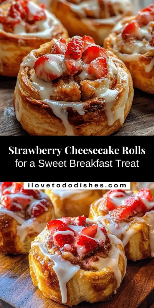 Start your day on a sweet note with Strawberry Cheesecake Breakfast Rolls! These soft, fluffy rolls combine the delicious flavors of cheesecake and fresh strawberries for a unique breakfast treat. Perfect for brunch or a cozy morning at home, these rolls are easy to make and sure to impress. Drizzle with a sweet glaze for the final touch. Get ready to indulge! #BreakfastRolls #StrawberryCheesecake #BrunchIdeas #SweetTreats #BakingFun