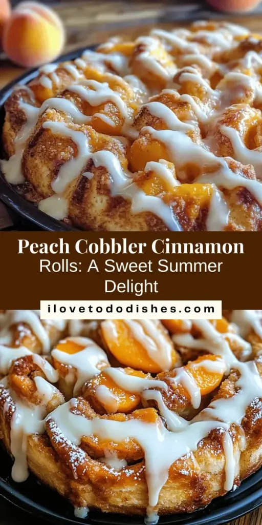 Indulge in the sweet fusion of summer and comfort with this Peach Cobbler Cinnamon Rolls recipe! Imagine soft, fluffy cinnamon rolls filled with juicy peaches and a hint of cinnamon, all topped with creamy cream cheese icing. Perfect for brunch or a cozy dessert, these rolls are easy to make and sure to impress your family and friends. Bake up a batch and enjoy the delightful aromas in your kitchen! #PeachCobbler #CinnamonRolls #Baking #Desserts #Brunch #Homemade #SweetTreats #PeachSeason #ComfortFood