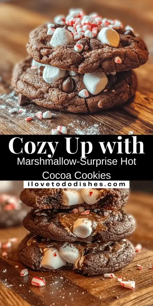 Discover the magic of Marshmallow-Surprise Hot Cocoa Cookies! These delightful treats combine the comforting warmth of hot cocoa with soft, chewy cookies and a gooey marshmallow center that melts in your mouth. Perfect for family gatherings, cozy nights in, or holiday celebrations, these cookies encapsulate nostalgia and sweetness. Treat yourself and your loved ones to this festive favorite! #HotCocoaCookies #BakingJoy #DessertLovers #CozyTreats #HolidayBaking