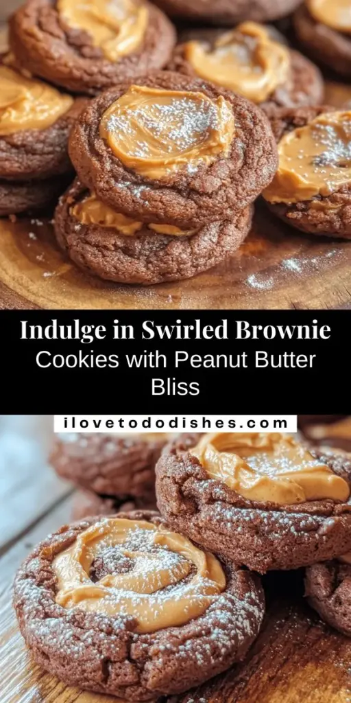 Indulge in the ultimate dessert with our Swirled Brownie Cookies featuring a delicious peanut butter twist! Imagine soft, chewy cookies packed with rich chocolate and a creamy peanut butter swirl that elevates them to a new level of flavor. Perfect for any occasion, these hybrid treats are easy to make and perfect for sharing. Get ready for a delightful combination of textures and tastes with every bite! #BrownieCookies #PeanutButter #BakingDelights #DessertHeaven #YummyTreats