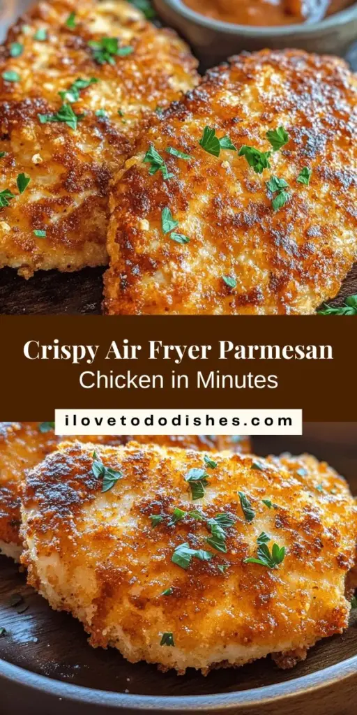 Discover the joys of cooking with Quick and Crispy Air Fryer Parmesan Chicken, a delicious and healthier alternative to traditional frying. This recipe features tender boneless chicken breasts coated in a crispy mix of Parmesan and panko breadcrumbs, delivering all the crunch you crave with less oil. Perfect for busy weeknights or impressing guests, it combines convenience, flavor, and nutrition. Explore this easy recipe and elevate your home cooking game.