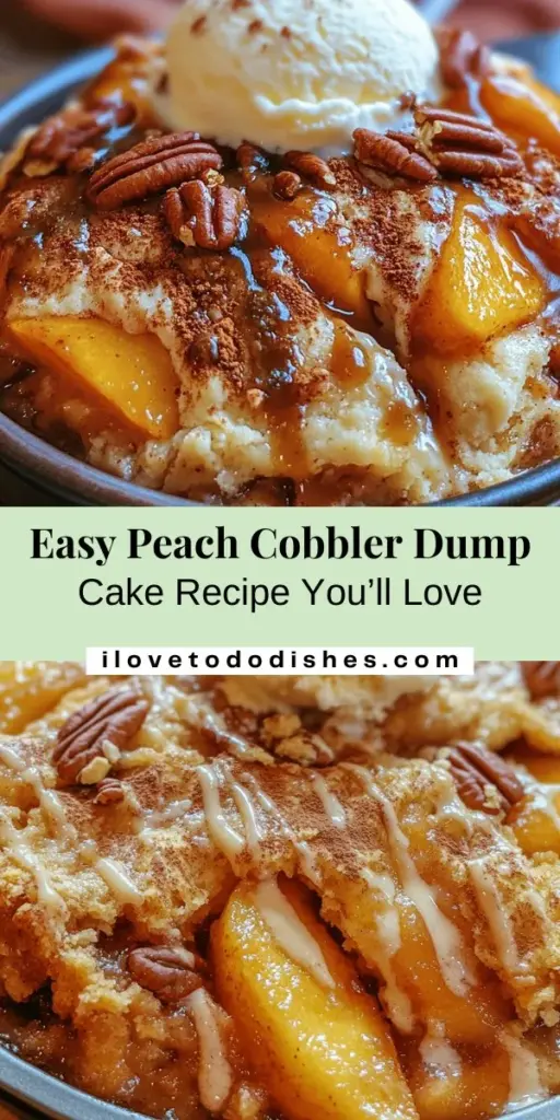 Looking for an easy and delicious dessert? Try this Peach Cobbler Dump Cake Delight! Combining sweet peaches with a buttery, fluffy topping, this recipe is perfect for any occasion. With just a few simple ingredients and minimal prep, you can whip up this comforting treat in no time. Serve warm with a scoop of vanilla ice cream for an unforgettable experience! Your family will love it! #PeachCobbler #DumpCake #EasyDesserts #Baking #ComfortFood #RecipeShare