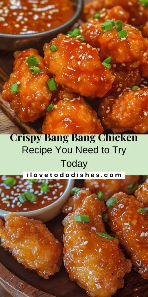 Discover the irresistible Crispy Bang Bang Chicken, a flavorful dish that combines juicy chicken thighs with a perfectly crunchy coating and a creamy, spicy Bang Bang sauce. This Asian-American favorite is easy to make at home, allowing you to customize the flavors to your liking. Perfect for a fun cooking project with friends or family, this dish is sure to impress! Try it today for a delicious dining experience! #BangBangChicken #CrispyChicken #HomemadeRecipes #Foodie #CookingFun