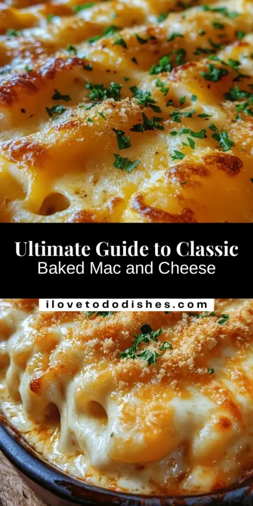 Indulge in the ultimate comfort food with this classic baked mac and cheese recipe! Rich, creamy, and topped with a golden-brown breadcrumb layer, every bite is a trip down memory lane. This dish is not only simple to make but also incredibly versatile, allowing for endless customization options. From extra cheese to added veggies, make it your own. Perfect as a main course or side dish, it’s sure to please everyone at the table. #MacAndCheese #ComfortFood #BakedMacAndCheese #CheesyGoodness #HomeCooking #FamilyRecipes