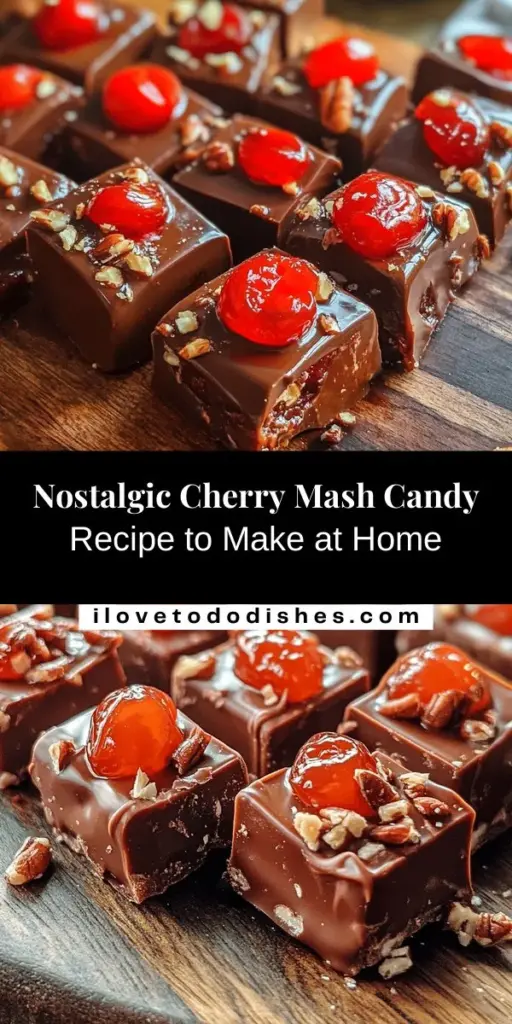 Embark on a sweet nostalgia trip with our Cherry Mash Candy recipe! This easy homemade treat combines the tangy flavor of cherries with rich chocolate, perfect for creating new memories or reliving cherished childhood moments. Ideal for special occasions, this delightful candy offers a unique blend of textures and flavors that everyone will love. Gather your ingredients and let’s dive into a fun candy-making adventure! #CherryMash #HomemadeCandy #SweetTreats #Nostalgia #CandyMaking #RecipeShare