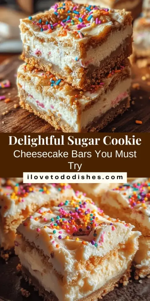 Delight in the irresistible combination of soft sugar cookies and creamy cheesecake with these Sugar Cookie Cheesecake Bars! Perfect for any occasion, from holidays to casual gatherings, these bars are a crowd-pleaser. Easy to make and endlessly customizable, they bring joy to dessert lovers young and old. Treat yourself and impress your friends with this indulgent treat. Don't forget to tag your creations! #DessertLovers #BakingJoy #SugarCookieCheesecake #SweetTreats #FoodieFavorites