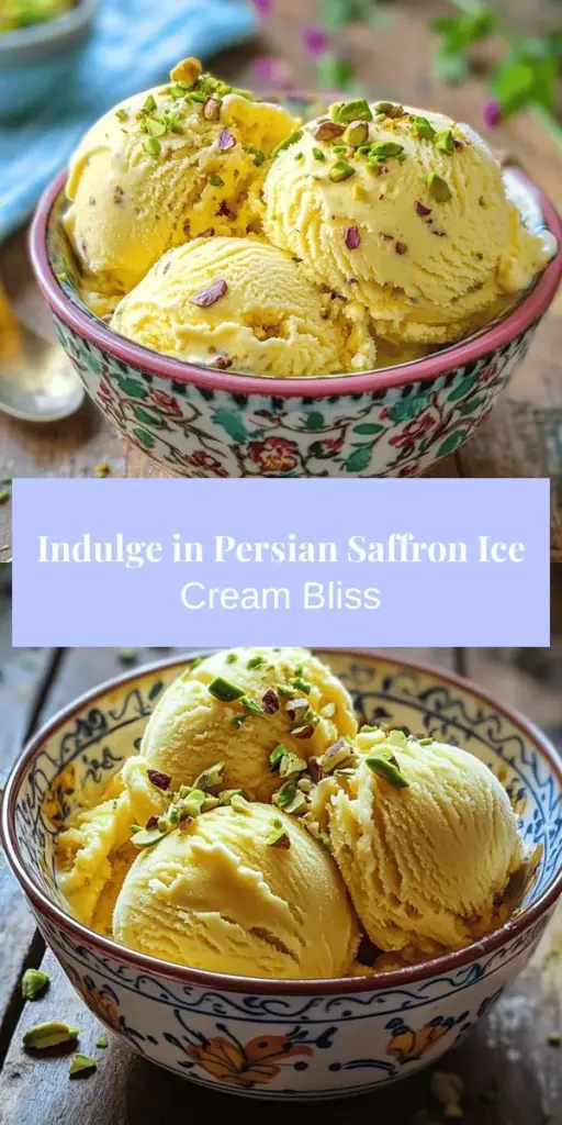 Experience the enchanting flavors of Persian cuisine with this homemade Persian Saffron Ice Cream. This luxurious dessert features the rich aroma of saffron, floral notes of rose water, and the creamy texture that will delight your taste buds. Join us on a journey to uncover traditional recipes, cultural significance, and step-by-step instructions to create this unique treat in your kitchen. Perfect for any occasion! #PersianIceCream #SaffronDessert #CulinaryHeritage #HomemadeIceCream #FoodieAdventures