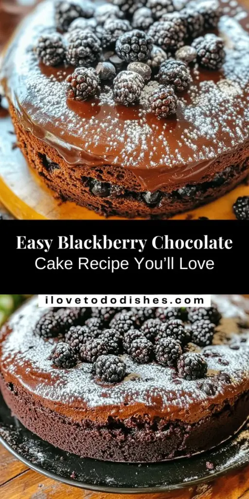 Indulge in a slice of bliss with this irresistibly easy blackberry chocolate cake! Combining rich chocolate flavors with juicy blackberries creates a delightful balance that's perfect for any celebration or a sweet treat at home. This straightforward recipe ensures even novice bakers can impress. Enjoy it as is or elevate it with a sprinkle of powdered sugar and fresh fruit. Discover the magic of chocolate and berries today! #BlackberryChocolateCake #Baking #Dessert #ChocolateLovers #EasyRecipes #HomeBaking #SweetTreats