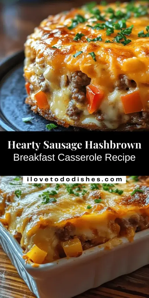 Start your day with a delicious and hearty Savory Sausage Hashbrown Breakfast Casserole! Perfect for brunches, holidays, or meal prep, this dish combines crispy hashbrowns, savory sausage, creamy cheese, and customizable ingredients for a crowd-pleasing experience. It's not only easy to make but also a comforting way to bring family and friends together. Discover the joy of sharing this delightful casserole! #BreakfastCasserole #BrunchIdeas #ComfortFood #FamilyGathering #RecipeShare