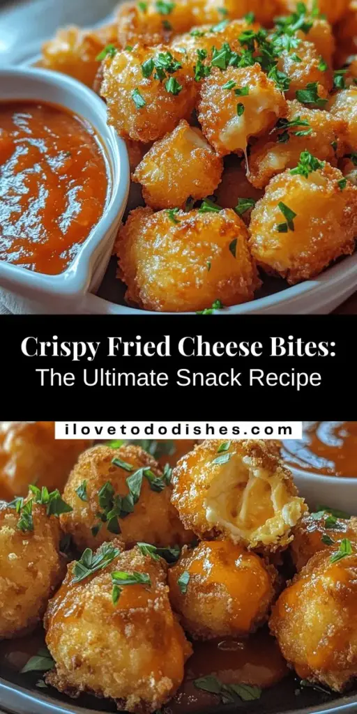 Indulge in the ultimate cheese lover's snack with crispy homemade fried cheese bites! This delightful treat features a chewy mozzarella and bold cheddar blend, all encased in a golden, panko-crusted exterior. Perfect for parties or cozy nights in, these bites are easy to customize with your favorite seasonings. Serve them with marinara or ranch for a tasty dipping experience. Elevate your snack game today! #FriedCheeseBites #CheeseLovers #HomemadeSnacks #Appetizers #ComfortFood