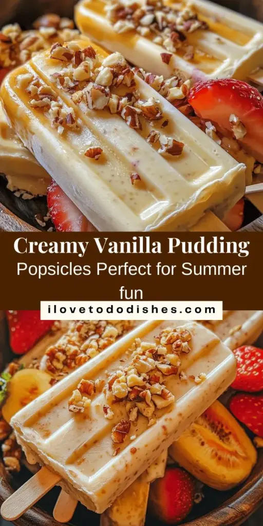 Beat the heat this summer with homemade vanilla pudding popsicles! These creamy, nostalgic treats are easy to make and perfect for cooling down on hot days. With just a few simple ingredients, you can whip up a batch that's customizable with various toppings and flavors. Whether you stick to classic vanilla or get creative with chocolate or fruity twists, these popsicles are a delicious way to enjoy summer. Get inspired to make your own! #PopsicleRecipe #SummerTreats #VanillaPuddingPops #HomemadeGoodness #FrozenDelights