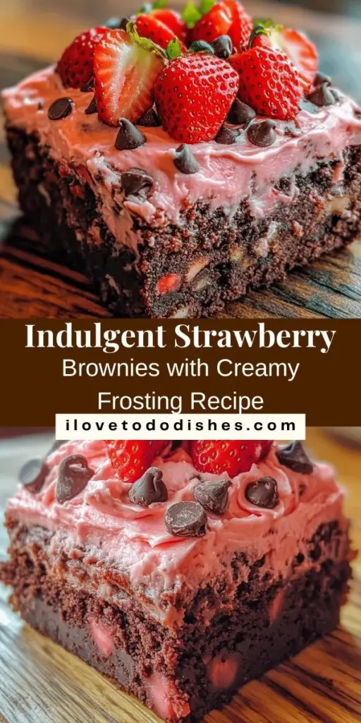 Indulge in the best of both worlds with these decadent strawberry brownies topped with creamy frosting! This delightful recipe pairs the rich, fudgy texture of traditional brownies with the fresh burst of strawberries, creating a dessert that is visually stunning and packed with flavor. Perfect for any occasion, these brownies are not only a treat but also a healthier choice with the benefits of strawberries. Try this heavenly combo today! #StrawberryBrownies #Dessert #Baking #SweetTreats #HomemadeGoodness #ChocolateDesserts #FoodieFavorites