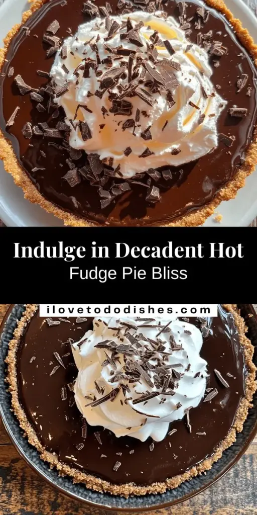 Indulge in the ultimate dessert experience with Decadent Hot Fudge Pie! This rich and gooey treat features a flaky graham cracker crust and a luscious chocolate center that melts in your mouth. Serve it warm with vanilla ice cream or chilled for a deeper flavor. Perfect for any occasion, this pie is sure to impress family and friends. Elevate your dessert game today! #HotFudgePie #ChocolateLovers #DessertRecipes #BakingJoy #IndulgentTreats