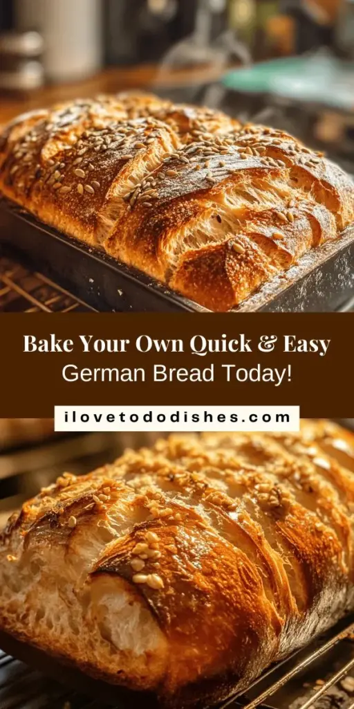 Discover the delightful world of German baking with this Quick & Easy German Bread recipe! Perfect for beginners and busy bakers alike, this homemade loaf features simple ingredients that come together effortlessly. Enjoy the comforting aroma and satisfying texture of freshly baked bread in just a few hours. Pair it with butter, cheese, or use for sandwiches! Start your bread-making journey today! #GermanBread #HomemadeBaking #EasyRecipes #BreadMaking #Foodie #ComfortFood #BakingAtHome