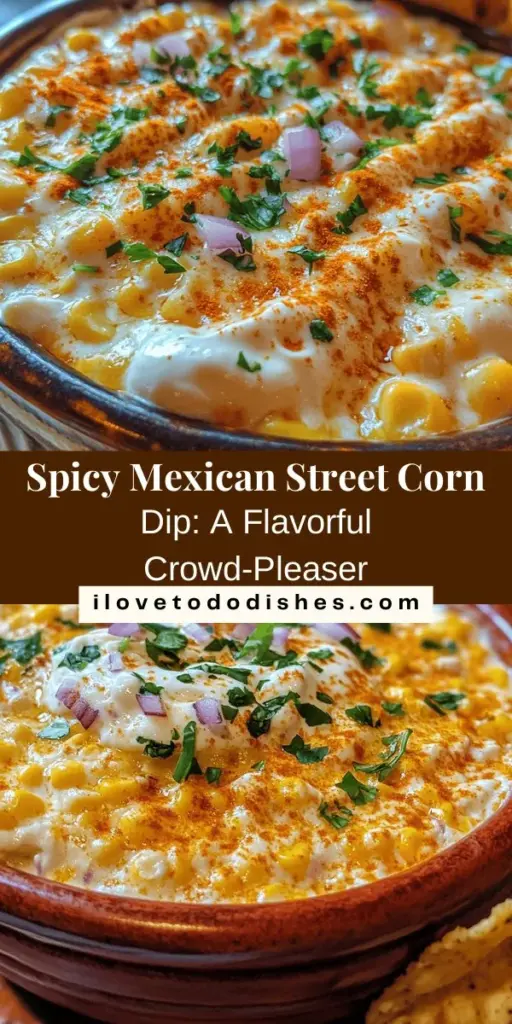 Spice up your gatherings with this mouthwatering Spicy Mexican Street Corn Dip! This creamy delight combines sweet corn, zesty lime, and bold spices, transforming the beloved elote into a crowd-pleasing appetizer. Perfect for game day or summer barbecues, it’s a flavor explosion that everyone will love. Serve with tortilla chips or fresh veggie sticks for a tasty treat! Try it out and watch your guests come back for more! #MexicanFood #DipRecipe #PartyFood #Elote #Appetizers #Foodie