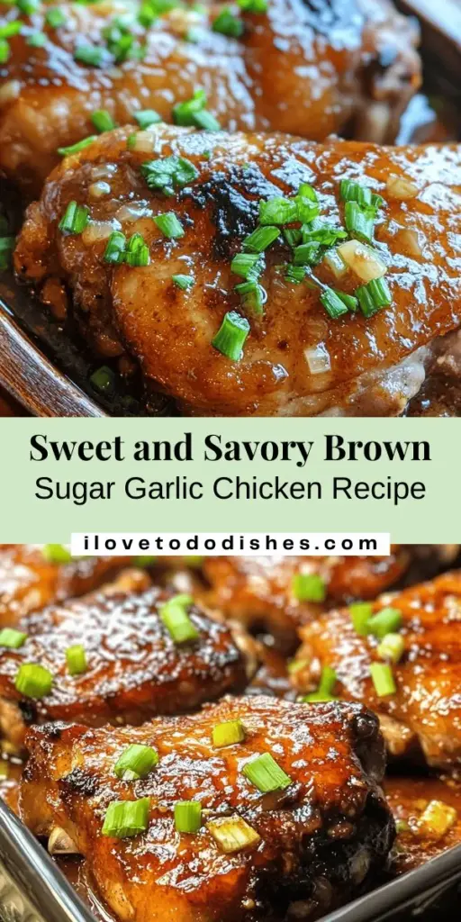 Discover the perfect blend of flavors with our Sweet & Savory Brown Sugar Garlic Chicken! This easy recipe combines caramelized garlic and brown sugar for a mouthwatering glaze that your family will love. Ideal for weeknight meals or special occasions, it's simple yet impressive. Follow our step-by-step guide to create a delicious dish that satisfies all your cravings. Get cooking and enjoy a flavorful dining experience! #ChickenRecipe #SweetAndSavory #HomeCooking #EasyRecipes #Foodie #DinnerIdeas #DeliciousMeals