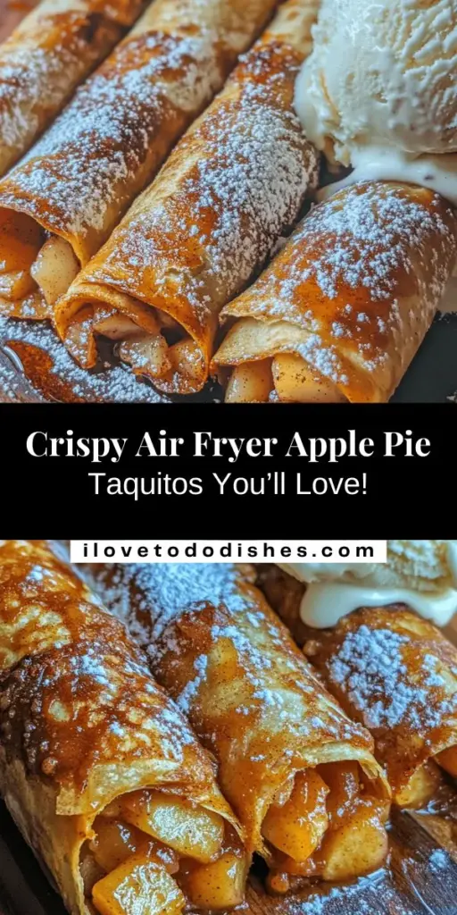 Discover a delicious twist on a classic dessert with crispy air fryer apple pie taquitos! These bite-sized treats feature warm, cinnamon-spiced apple filling wrapped in a golden, crunchy shell, all made healthier in an air fryer. With simple preparation steps, you can impress family and friends at any gathering. Serve them with ice cream or a drizzle of caramel for the perfect sweet treat. Try this easy recipe today! #AirFryerRecipes #AppleDessert #SweetTreats