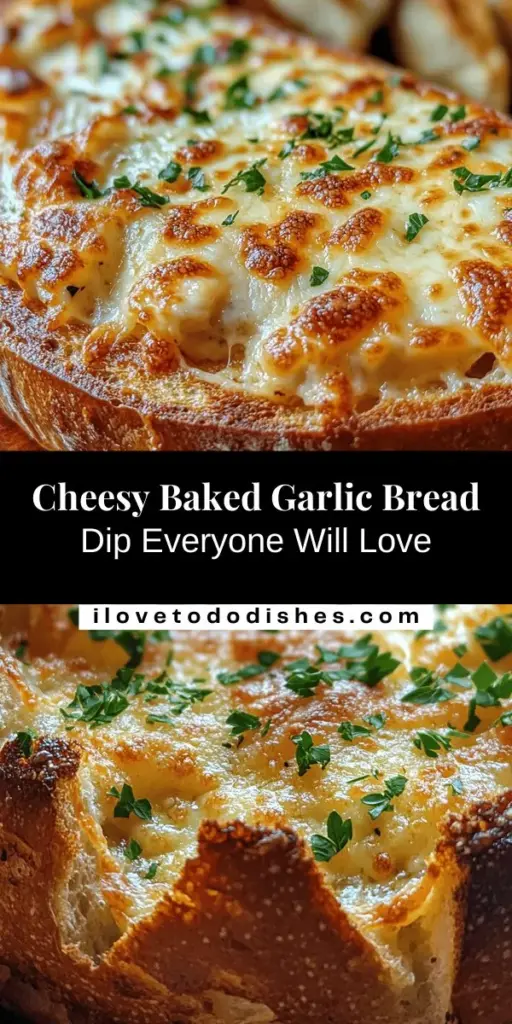 Dive into the ultimate indulgence with this baked garlic bread dip recipe that blends cheesy goodness with irresistible garlic flavor! Perfect for any gathering, this warm and gooey dip is easy to make and guarantees to be a crowd-pleaser. Serve it with crispy baguette slices and watch everyone come back for more! Ideal for game nights, potlucks, or cozy family dinners. Get ready to impress your guests! #BakedDip #CheesyDip #PartyAppetizers #GarlicBread #ComfortFood #DippableDelight