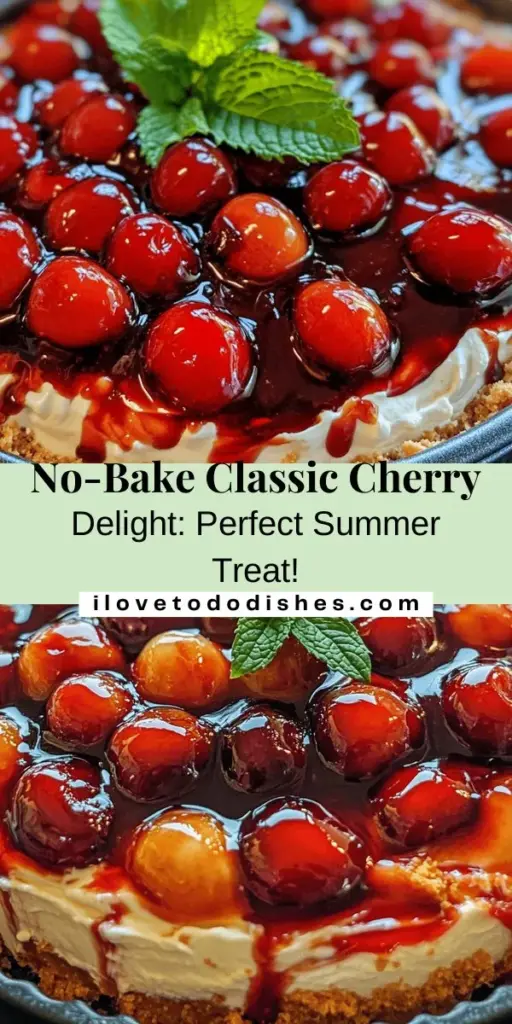 Indulge in the summer's sweetest treat with this Classic Cherry Delight recipe! This no-bake dessert features a creamy layer of cream cheese, juicy cherries, and a buttery graham cracker crust, making it perfect for picnics and gatherings. With its vibrant flavors and easy preparation, this dessert is sure to impress your guests and leave them wanting more. Try it today and enjoy a slice of summer bliss! #NoBakeDessert #CherryDelight #SummerRecipes #DessertGoals #EasyRecipes