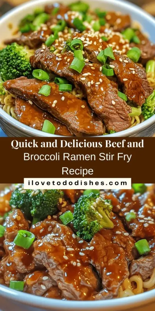 Looking for a quick and delicious meal? Try Beef and Broccoli Ramen Stir Fry! This vibrant dish features tender beef, crisp broccoli, and chewy ramen noodles, all coated in a savory sauce. Perfect for busy weeknights, it's easy to prepare and satisfying to eat. Customize it with your favorite vegetables or protein for a twist. Impress your family and friends with this flavorful and nutritious meal. #Ramen #StirFry #HealthyEating #QuickMeals #Foodie