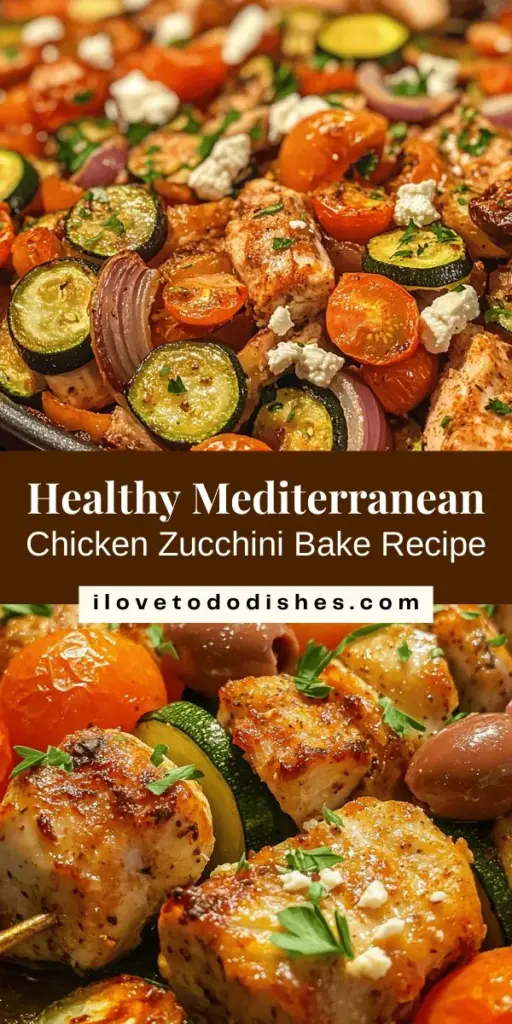 Discover the flavors of the Mediterranean with this healthy and delicious Chicken Zucchini Bake! This one-pan dish combines fresh zucchini, lean chicken, vibrant cherry tomatoes, and tangy feta cheese for a satisfying meal that’s easy to prepare. Packed with nutrients and bursting with flavor, it’s perfect for weeknight dinners or impressing guests. Enjoy a taste of the Mediterranean and bring nutritious goodness to your table! #MediterraneanDiet #HealthyEating #OnePanMeal #ChickenRecipes #ZucchiniBake #Foodie