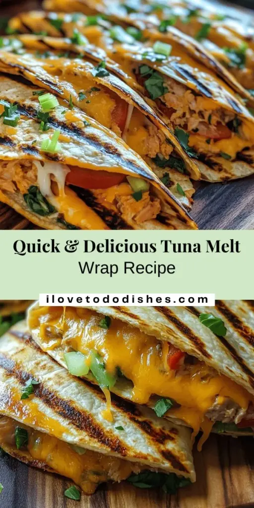 Looking for a quick and nutritious meal? Try this Tantalizing Tuna Melt Wrap! It's a flavorful twist on the classic tuna melt, featuring creamy tuna, gooey cheese, and fresh veggies all wrapped in a soft tortilla. Perfect for busy evenings or a light lunch, it’s packed with protein and omega-3s, making it both delicious and healthy. Customize it to your taste and enjoy a modern dish that everyone will love! #TunaMeltWrap #HealthyRecipes #QuickMeals #SeafoodLovers #MealPrepIdeas