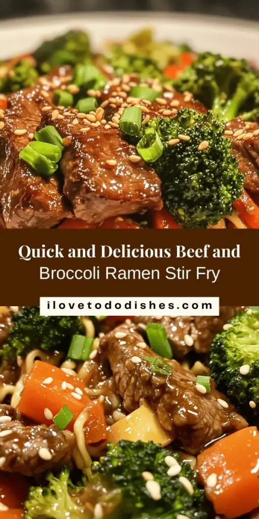 Looking for a quick and delicious weeknight dinner? Try this Savory Beef and Broccoli Ramen Stir Fry! With tender beef, vibrant broccoli, and chewy ramen noodles tossed in a rich sauce, this dish is packed with flavor and nutrition. Perfect for meal prep or a satisfying family meal, it combines ease and taste in one bowl. Get ready to enjoy a culinary favorite! #BeefAndBroccoli #RamenStirFry #MealPrep #QuickDinner #HealthyEating #ComfortFood