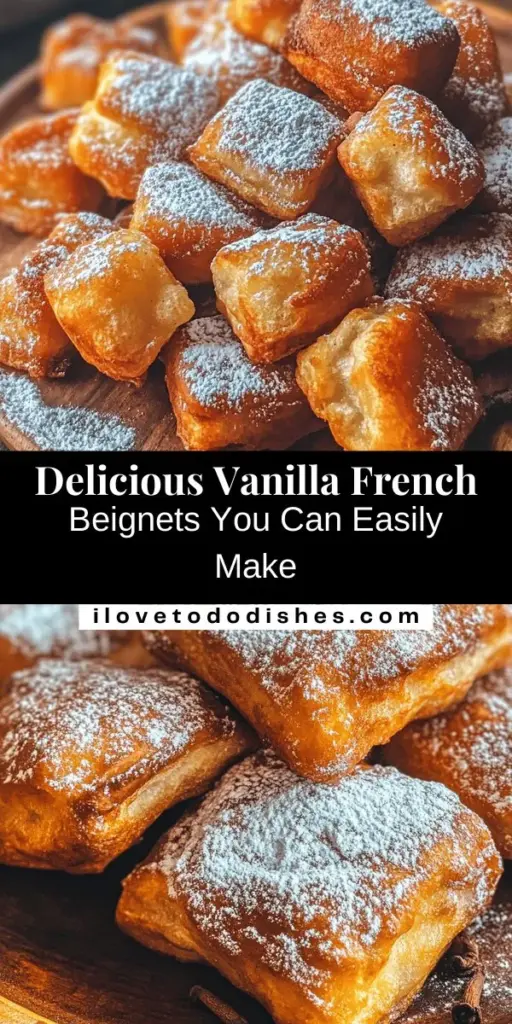 Indulge in the delightful world of homemade vanilla French beignets with this easy recipe! These fluffy, golden pastries are perfect for any occasion, whether enjoyed at breakfast or as a sweet treat. Learn the history, ingredients, and steps to create these iconic delicacies and bring a taste of New Orleans to your kitchen. Dust them with powdered sugar and serve with coffee for the ultimate experience! #Beignets #VanillaBeignets #Dessert #HomemadeTreats #BakingFun #CulinaryTradition