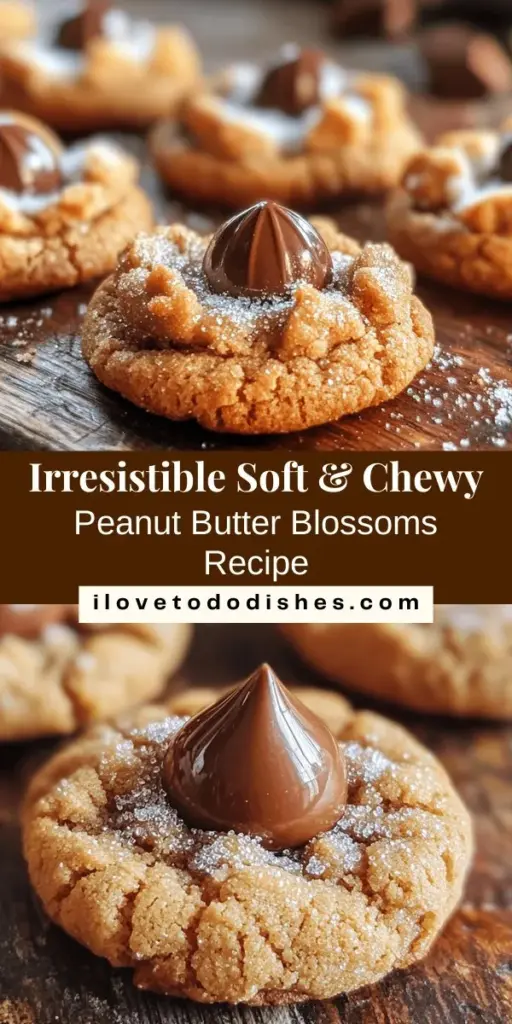 Bake your way to nostalgia with Soft & Chewy Peanut Butter Blossoms! These timeless cookies feature rich peanut butter paired with sweet, melty Hershey's Kisses for a delightful treat perfect for any occasion. Easy to make and customizable to suit your taste, learn how to achieve that perfect soft and chewy texture. Check out this comprehensive guide for tips, ingredient breakdowns, and variations. #PeanutButterBlossoms #Baking #Cookies #Dessert #HolidayTreats #SweetTooth #RecipeIdeas