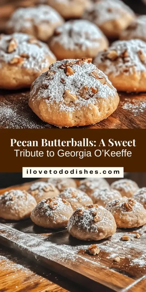 Discover the delicious world of Georgia O'Keeffe's Pecan Butterballs, a delightful tribute to art and flavor. These melt-in-your-mouth cookies combine the rich, nutty taste of pecans with buttery goodness, making them a perfect addition to any gathering. Easy to make, they're a comforting reminder of family traditions. Embrace the joy of baking and create lasting memories with each bite. #GeorgiaOKeeffe #PecanButterballs #Baking #Dessert #SouthernTradition #HomemadeCookies