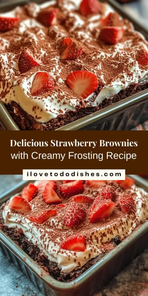 Indulge in the perfect blend of chocolate and fresh strawberries with these mouthwatering strawberry brownies topped with creamy frosting. This delightful recipe brings a burst of flavor and a stunning presentation to any gathering. Easy to make and even easier to love, these brownies are a wonderful treat for spring and summer events. Dive into the joy of baking and create a dessert that will impress everyone! #StrawberryBrownies #Dessert #Baking #ChocolateLovers #FruityDessert #EasyRecipes #YummyTreats