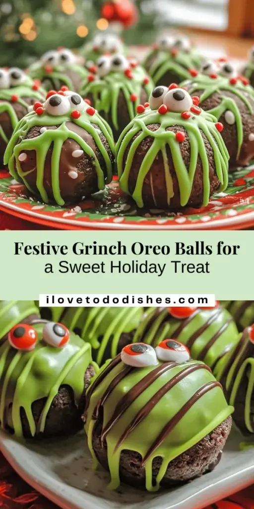 Get into the holiday spirit with these fun and festive Grinch Oreo Balls! These delightful treats combine creamy Oreo filling with a vibrant green candy coating, making them a charming addition to any celebration. Perfect for family gatherings or cookie swaps, they're easy to make and sure to impress. Invite your loved ones to help create this sweet, whimsical dessert that captures the essence of the season. Spread joy and cheer by making your own batch today! #GrinchOreoBalls #HolidayBaking #FestiveTreats #ChristmasDesserts #FamilyFun