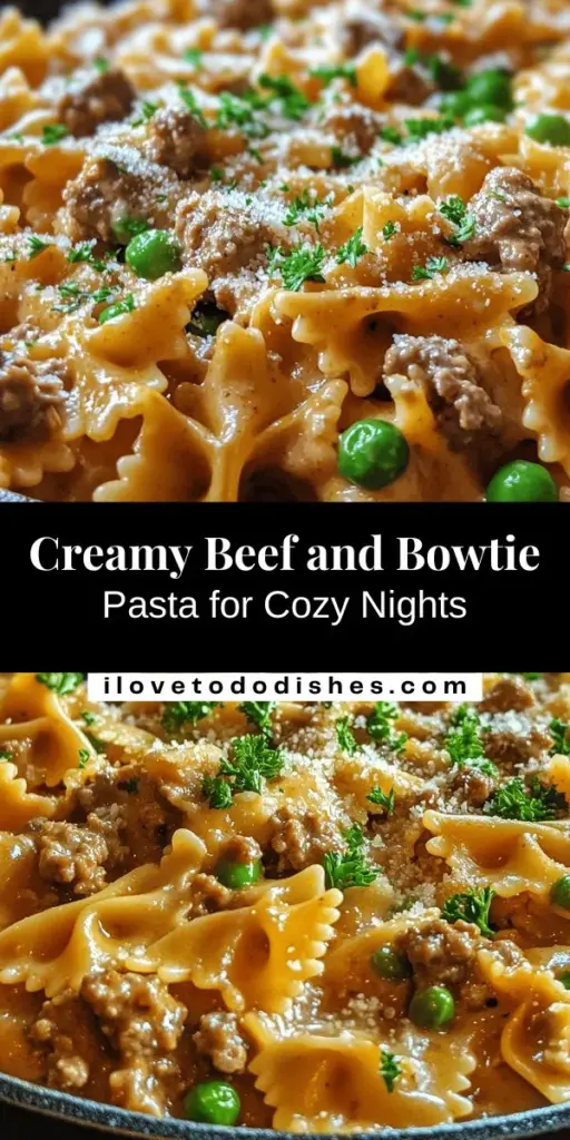 Indulge in the comforting flavors of Creamy Beef and Bowtie Pasta, a dish that combines tender ground beef, rich heavy cream, and delightful bowtie pasta. Perfect for busy weeknights or cozy dinners, this recipe promises warmth and nostalgia with every bite. Easy to prepare and sure to impress, you can customize it with your favorite veggies or lean meats. Bring home this culinary delight and enjoy a deliciously satisfying meal! #ComfortFood #Pasta #EasyRecipes #FamilyDinner #Delicious #HomemadeCooking