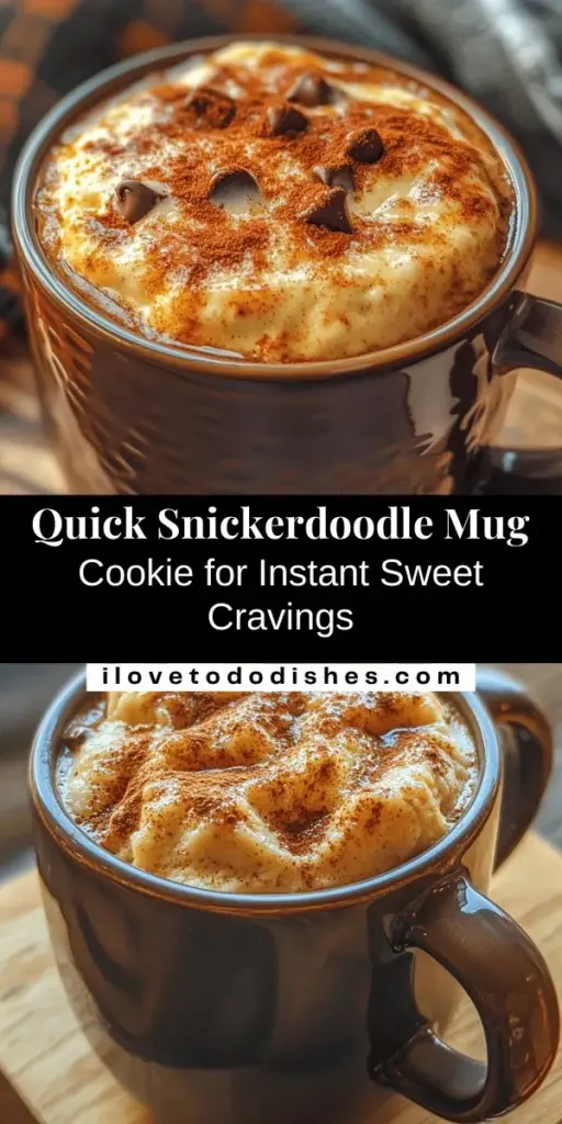 Satisfy your sweet cravings with a Snickerdoodle Mug Cookie Delight! This quick, single-serving treat brings the nostalgic flavors of cinnamon-sugar cookies in just 5 minutes. Perfect for late-night snacks, it’s easy to make with minimal cleanup. Discover the simple ingredients and step-by-step guide to whip up this delicious mug cookie in no time. Indulge in a warm hug of comfort with every bite! #MugCookie #Snickerdoodle #QuickTreat #BakingJoy #DessertInMinutes #SweetTooth