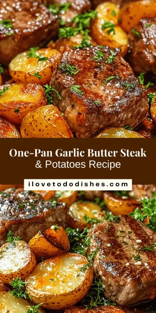 Discover the easy and delicious Garlic Butter Steak and Potatoes Skillet! This one-pan meal combines perfectly seared sirloin steak, tender baby potatoes, and aromatic garlic for a gourmet experience at home. Ready in just 30 minutes, it's perfect for busy weeknights or impressing guests. Enjoy a rich, satisfying dish that’s quick to prepare and easy to clean up. Try it today for a flavor-packed dinner! #GarlicButterSteak #OnePanMeal #DinnerIdeas #EasyRecipes #ComfortFood