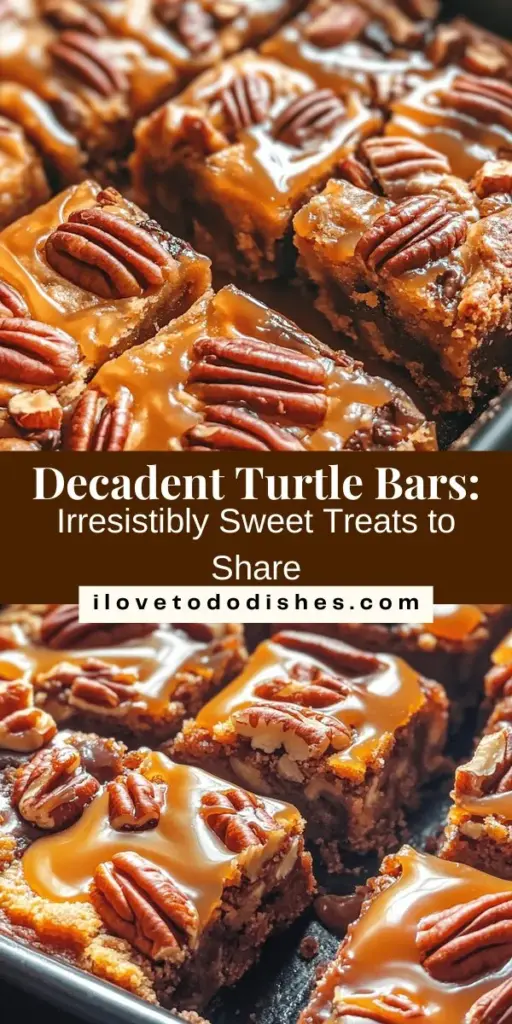 Indulge in the ultimate sweet treat with our Decadent Turtle Bars Recipe! These bars perfectly blend rich chocolate, gooey caramel, and crunchy pecans for a dessert that's shareable and irresistibly delicious. Ideal for parties or family gatherings, they’re easy to make and sure to impress. Dive into the rich flavors and textures of homemade Turtle Bars today! #TurtleBars #DessertRecipe #Baking #ChocolateLovers #SweetTooth #HomemadeDelights #YummyTreats