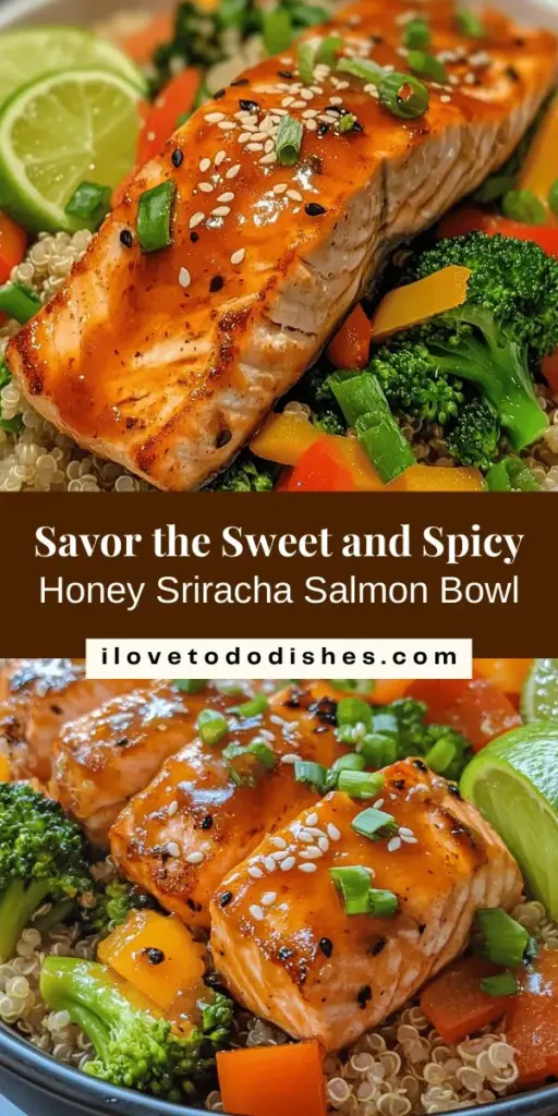 Discover the deliciousness of Honey Sriracha Salmon Bowls! This vibrant dish features succulent salmon glazed with a sweet and spicy sauce, served over fluffy quinoa and fresh vegetables. Packed with nutrients and bursting with flavor, this easy-to-make meal is perfect for busy weeknights or meal prepping. Enjoy the balance of rich flavors and colorful ingredients that will impress your taste buds. #HealthyEating #SalmonRecipe #BowlMeals #MealPrep #HoneySriracha #HealthyDinner #FoodieFun