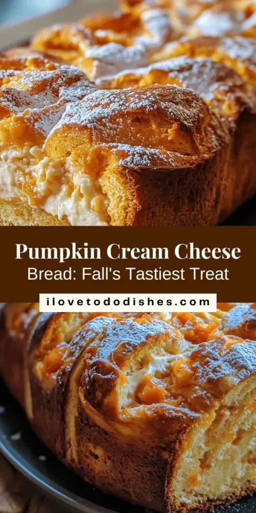 Indulge in the flavors of fall with this Delicious Pumpkin Cream Cheese Bread! This moist bread features a luscious cream cheese swirl that perfectly complements the rich pumpkin and warm spices. Perfect as a cozy breakfast treat, a delightful dessert, or a thoughtful gift, this recipe is simple yet impressive. Enjoy the heartwarming aroma as it bakes and savor each slice! #PumpkinBread #FallBaking #CreamCheese #AutumnDelights #BakingRecipes #HomemadeTreats #CozyKitchen