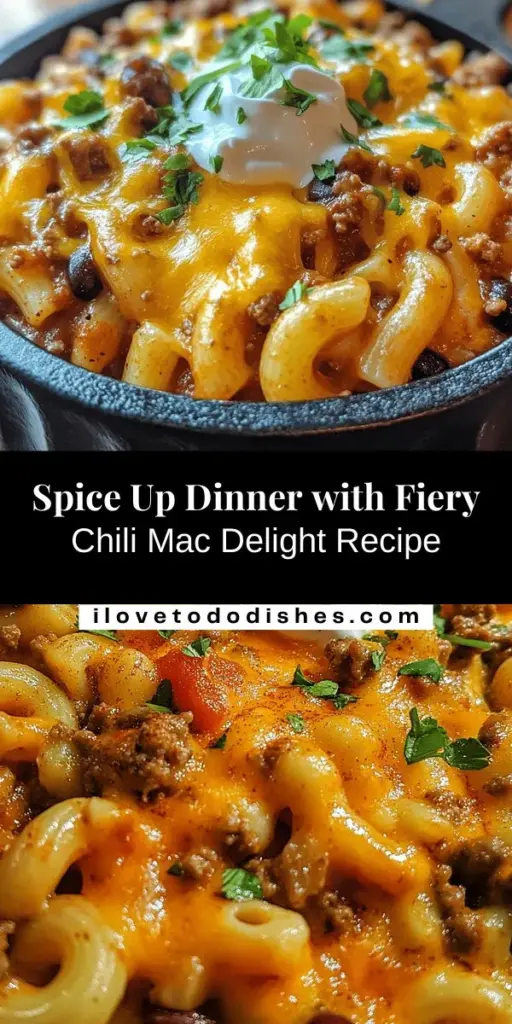 Savor the warmth of home-cooked comfort with this Fiery Chili Mac Delight! This delicious fusion of macaroni and cheese with spicy chili brings together nostalgic flavors that'll make your taste buds sing. Perfect for family dinners or cozy nights, this dish is easily adaptable for different dietary needs. Elevate your comfort food game and enjoy every cheesy, spicy bite. Perfect for gatherings or a quiet night in! #ChiliMac #ComfortFood #HomeCooking #RecipeIdeas #SpicyFood #Foodie