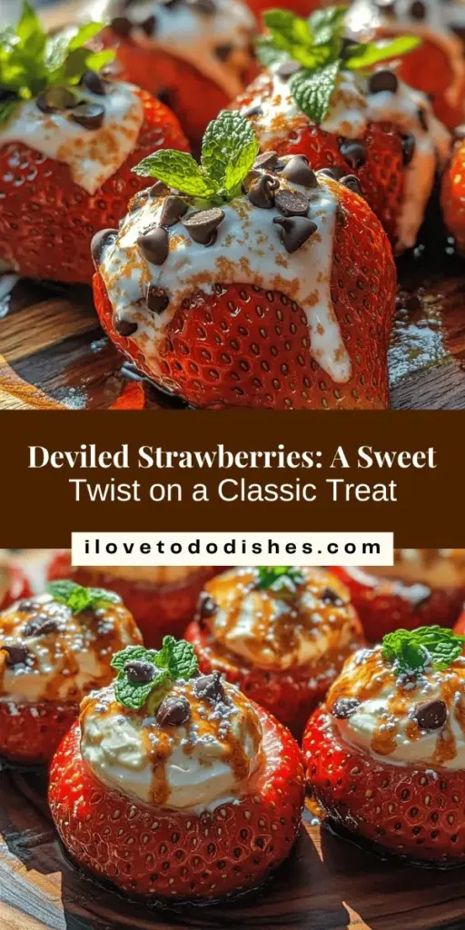 Discover the delicious twist of deviled strawberries, where sweet strawberries meet creamy, flavorful fillings! Perfect for brunch, parties, or simply as a fun dessert, these striking treats are sure to impress your guests. Enjoy the combination of fresh fruit and indulgent cream cheese, customizable with various flavors and toppings. Dive into a world of creativity with this unique dessert that is as visually appealing as it is tasty! #DeviledStrawberries #DessertIdeas #StrawberryRecipes #CreativeTreats #PartyFood