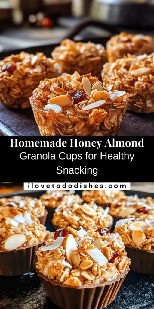 Discover the joy of homemade Crunchy Honey Almond Granola Cups, a healthy and delicious snack perfect for any time of day! These customizable cups are packed with nutrient-dense ingredients like oats, almonds, and honey, giving you control over what you eat. Easy to make, affordable, and perfect for breakfast or an on-the-go treat, they are a wholesome alternative to store-bought snacks. Try this recipe today! #GranolaCups #HealthySnacks #HomemadeSnack #CleanEating #NutritiousTreats