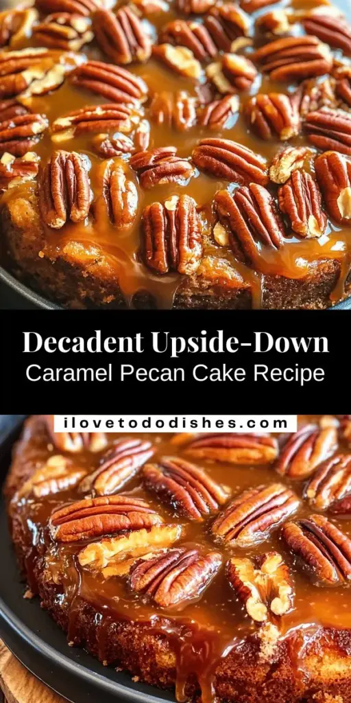 Indulge in the rich flavors of an Upside-Down Caramel Pecan Cake, the perfect dessert for any occasion. With its stunning caramelized pecan topping and moist, fluffy cake, it's sure to impress your guests or brighten your afternoon. This delightful treat combines sweet caramel with crunchy pecans, creating an irresistible balance of flavors. Treat yourself to this classic recipe and share the joy of homemade baking! #CaramelPecanCake #Dessert #BakingDelight #UpsideDownCake #SweetTreats