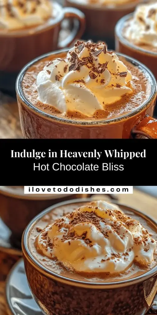 Warm up this winter with Heavenly Whipped Hot Chocolate, a luxurious twist on the classic comfort beverage. Rich, creamy, and topped with airy whipped cream, this homemade version allows you to customize sweetness and flavors without preservatives. Perfect for cozy nights by the fireplace or festive gatherings, it’s a treat that warms both body and spirit. Discover how to create this delightful drink and enjoy every sip! #HotChocolate #WinterDrinks #HomemadeDelight #CozyMoments #ChocolateLovers