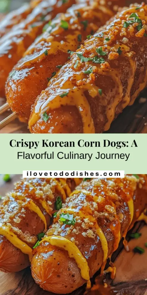 Dive into the delicious world of crispy Korean corn dogs! This recipe combines sweet rice flour for a chewy coating with your choice of hot dogs, resulting in a crunchy, savory snack that’s perfect for any occasion. With customizable toppings and sauces, you can unleash your creativity in the kitchen. Whether you're hosting a gathering or snacking at home, these corn dogs are sure to impress! #KoreanCornDogs #StreetFood #CookingAdventure #SnackTime #FoodieFun