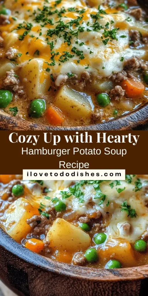 Warm up your evenings with a comforting bowl of Hamburger Potato Soup! This hearty recipe combines savory ground beef and creamy potatoes, making it a perfect dish for family dinners or cozy nights in. Packed with essential nutrients and easy to make, this soup also fosters family connection as everyone gathers to enjoy. Discover its origins and benefits, along with step-by-step instructions for a delicious meal! #ComfortFood #SoupRecipe #FamilyDinner #HeartySoup #HomeCooking #NourishingMeals